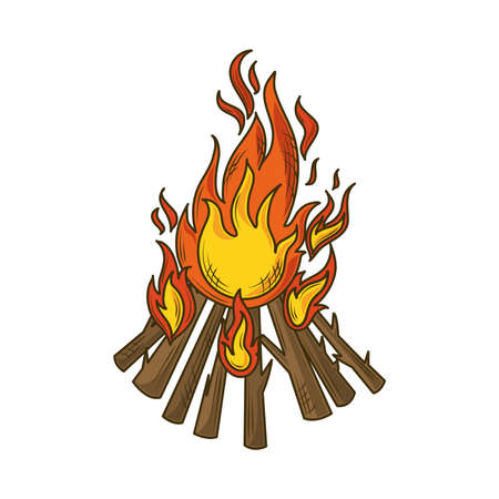 bonfire burning flame icon isolatedのイラスト素材