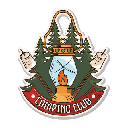 camping club forest lamp patchのイラスト素材