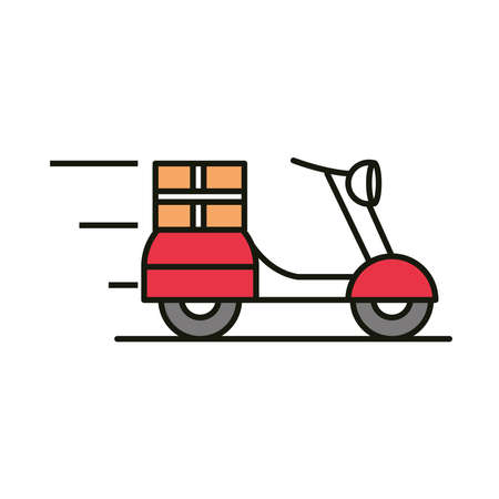 delivery scooter cardboard box isolatedのイラスト素材