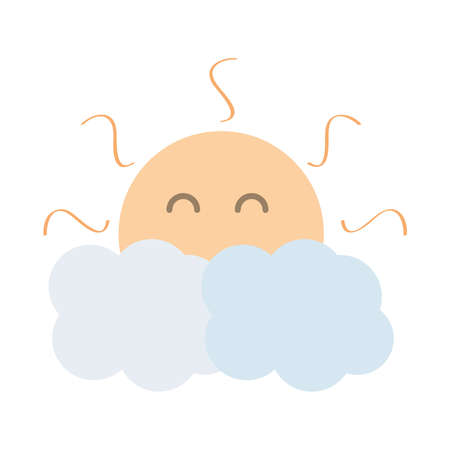 cartoon sun cloud icon isolatedのイラスト素材