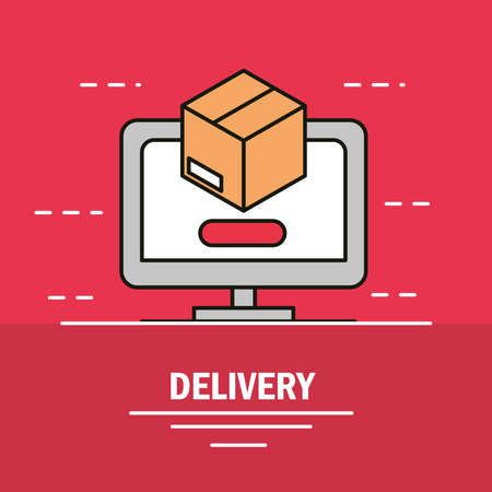 online delivery computer fast serviceのイラスト素材