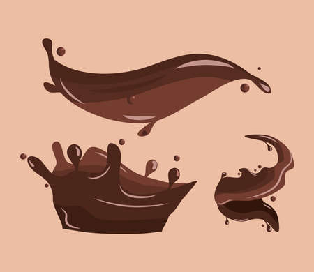 set chocolate splashes wave dropsのイラスト素材