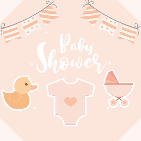 baby shower invitation duck bodysuitのイラスト素材