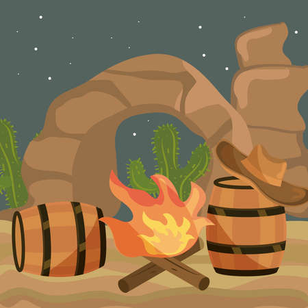 west bonfire barrels hat nightのイラスト素材