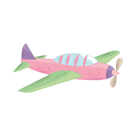 retro plane cartoon icon isolatedのイラスト素材