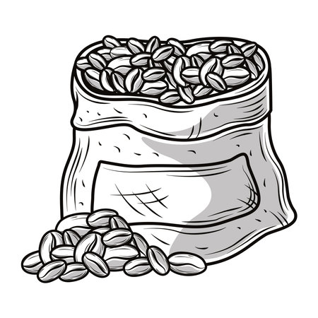 coffee sack grains product sketchのイラスト素材