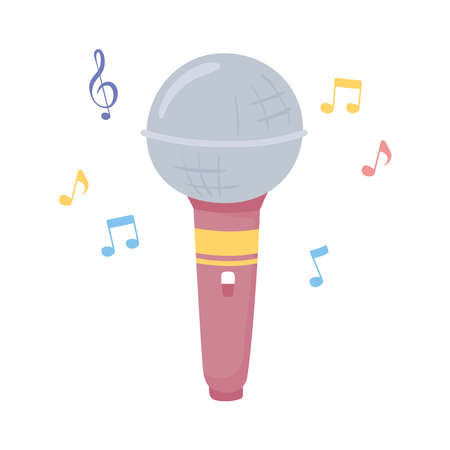 microphone music notes icon isolatedのイラスト素材