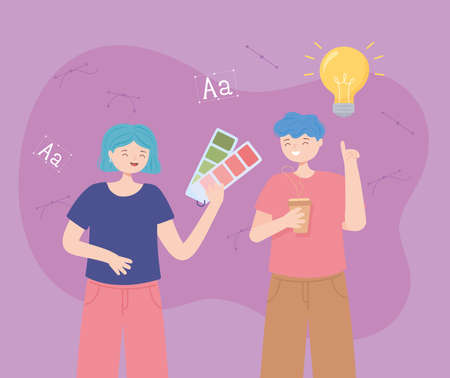 designers work process creativity cartoonのイラスト素材