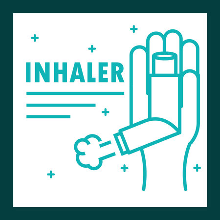 inhaler medicine asthma line styleのイラスト素材