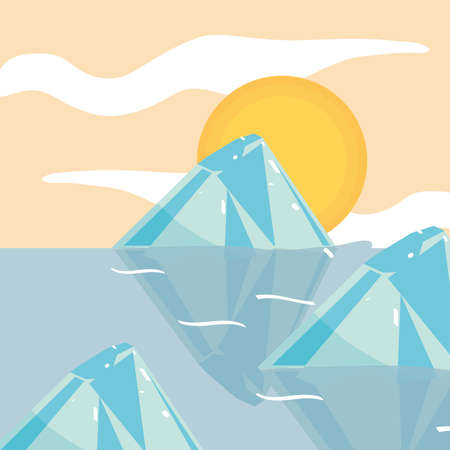 melting iceberg ocean natural disasterのイラスト素材