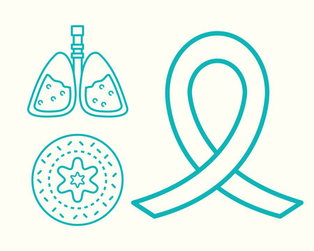 respiratory disease awareness ribbon bronchusのイラスト素材