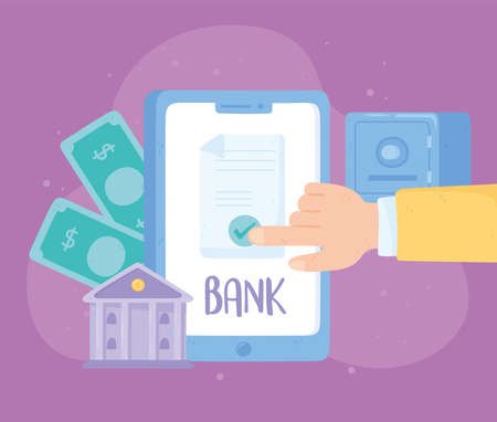 online banking application smartphone moneyのイラスト素材