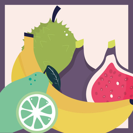 tropical fruits fresh banana lemonのイラスト素材