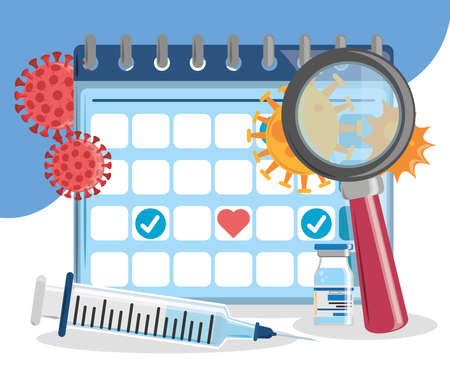 vaccine calendar syringe disease covid 19のイラスト素材