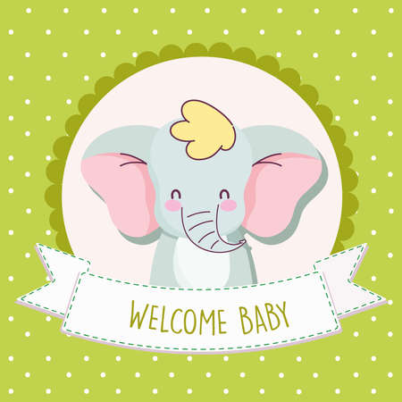 baby shower elephant welcome cardのイラスト素材