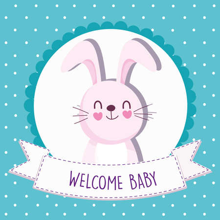 baby shower rabbit greeting cardのイラスト素材