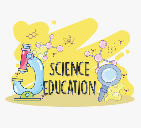science education laboratory microscope magnifierのイラスト素材