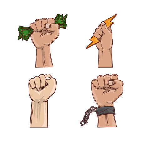 revolution protest hands power chainのイラスト素材