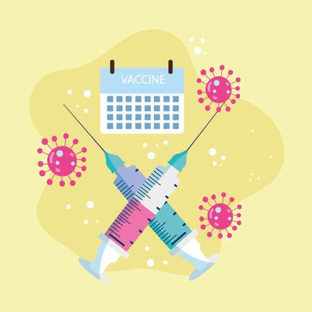 vaccination syringe calendar coronavirus covid 19のイラスト素材