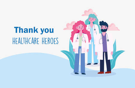 thanks you doctors healthcare heroesのイラスト素材