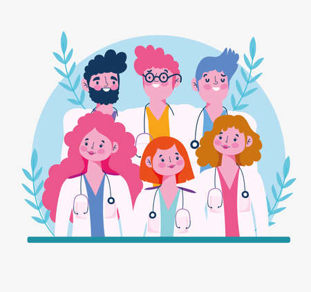 portrait doctors medical profession cartoonのイラスト素材