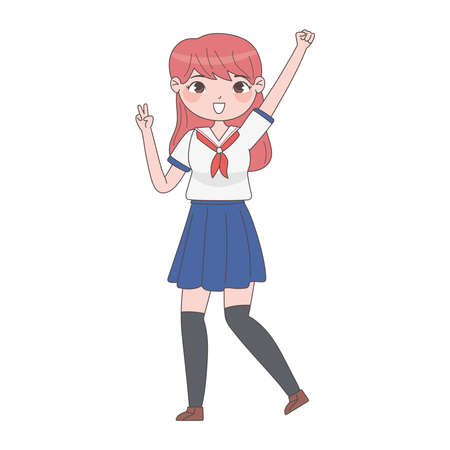 school girl manga isolated designのイラスト素材