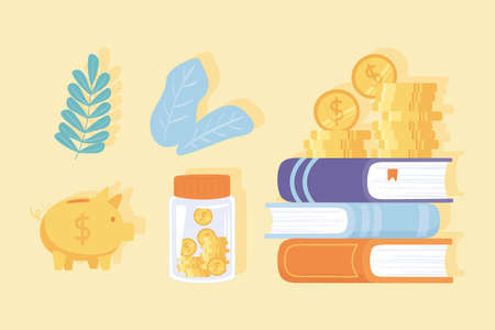 education invest money piggy bankのイラスト素材