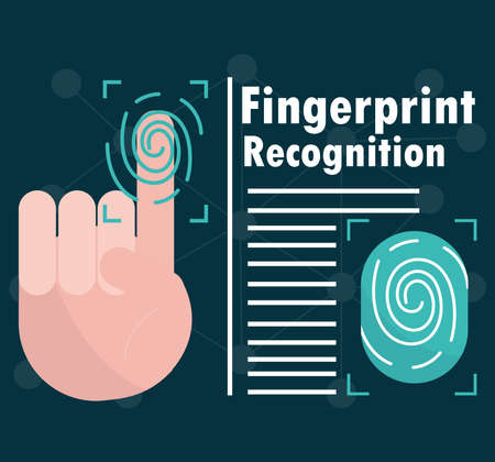 biometric fingerprint recognition technology designのイラスト素材