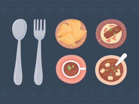 menu soup coffee food cutleryのイラスト素材