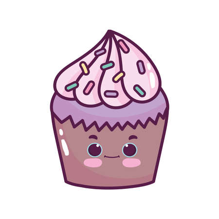 cute sweet cupcake with chipsのイラスト素材