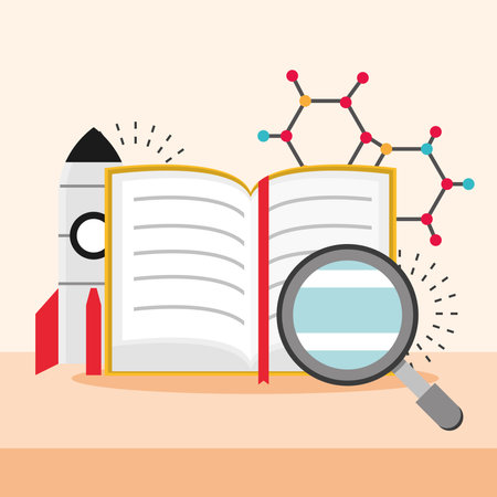 science chemistry learn book atomのイラスト素材