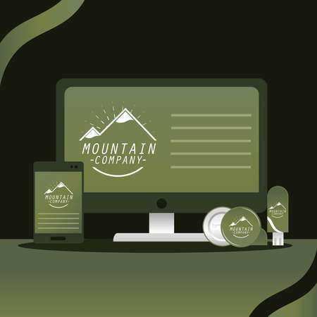 corporate identity digital mobile compositionのイラスト素材