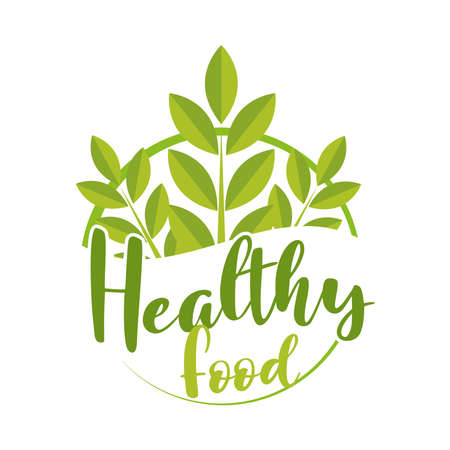 green healthy food organic labelのイラスト素材