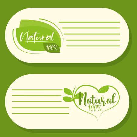 organic natural products green stickersのイラスト素材