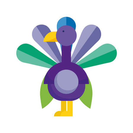 cute peacock bird isolated iconのイラスト素材