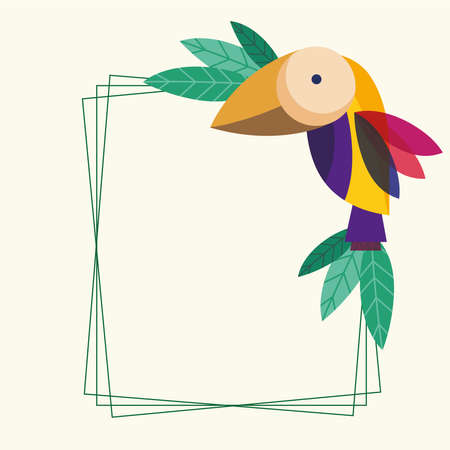tropical bird frame geometric styleのイラスト素材