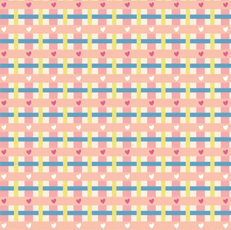 cute checkered and hearts patternのイラスト素材