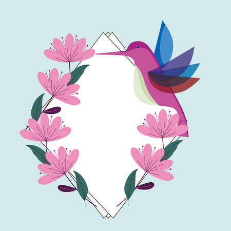hummingbird flower fauna and floraのイラスト素材
