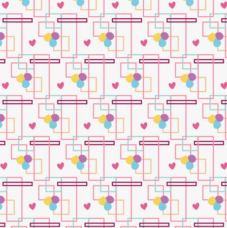 love hearts geometric shapes patternのイラスト素材