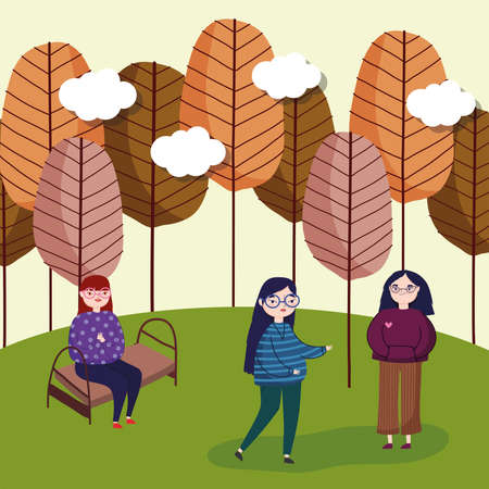 people in the park cartoonのイラスト素材