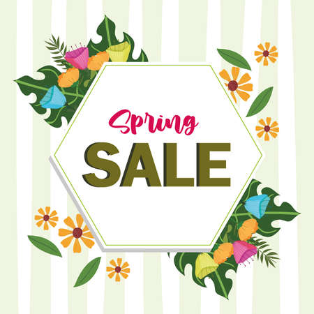 spring sale invitation flowers labelのイラスト素材