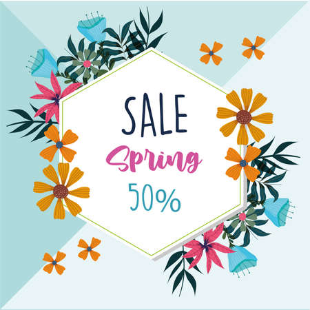 spring sale frame flowers seasonのイラスト素材