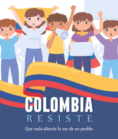 colombia resists demostration illustrationのイラスト素材