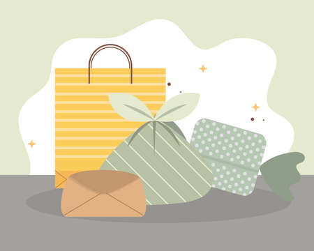 wrapping bag envelope illustrationのイラスト素材