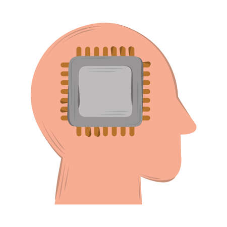 head circuit artificial intelligence illustrationのイラスト素材