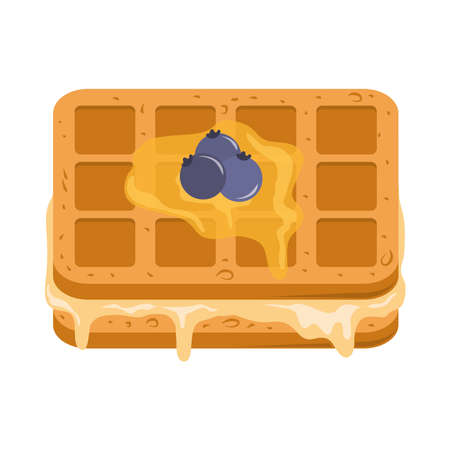 dessert waffle fruits illustrationのイラスト素材