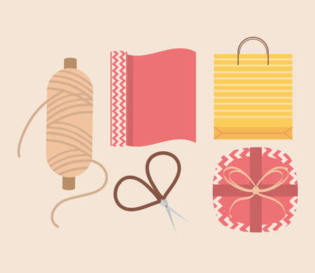 wrapping icon collection illustrationのイラスト素材