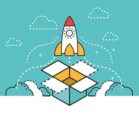 creativity startup box illustrationのイラスト素材