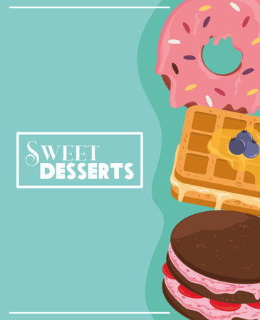 sweet desserts food illustrationのイラスト素材