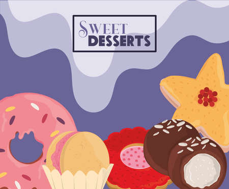 sweet desserts bannerのイラスト素材